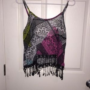 Multicolor frilly tank top